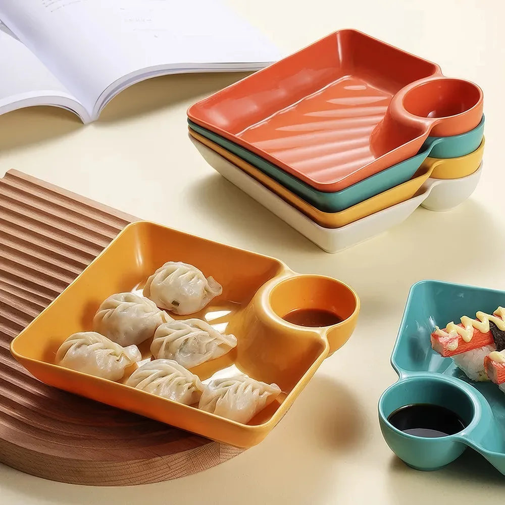 2-in-1 Square Snack Platter with Vinegar Compartment