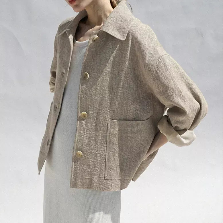 Elegant Casual Cotton-Linen Autumn Jacket