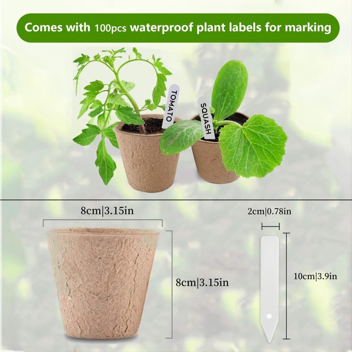 Biodegradable Paper Nursery Pots and Plant Labels Set