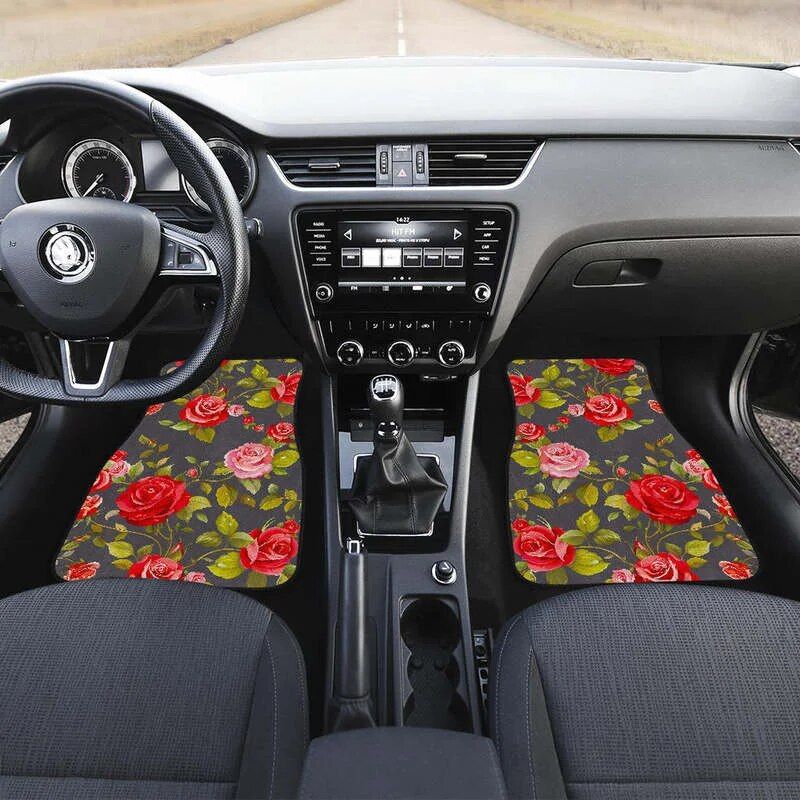 Rose-Blush Floral Car Floor Mats Set (4PCs)