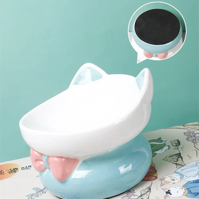 Cute Ceramic Elevated Cat Bowl