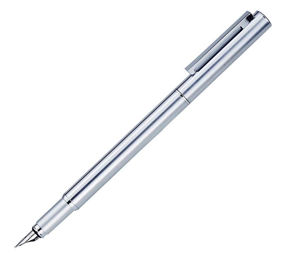 HongDian HD516 Metal Stainless Steel Fountain Pen Fine Nib 0.5mm Bright Silver Excellent Writing Gift Ink Pen for Business Office Home (0.5mm) - MRSLM