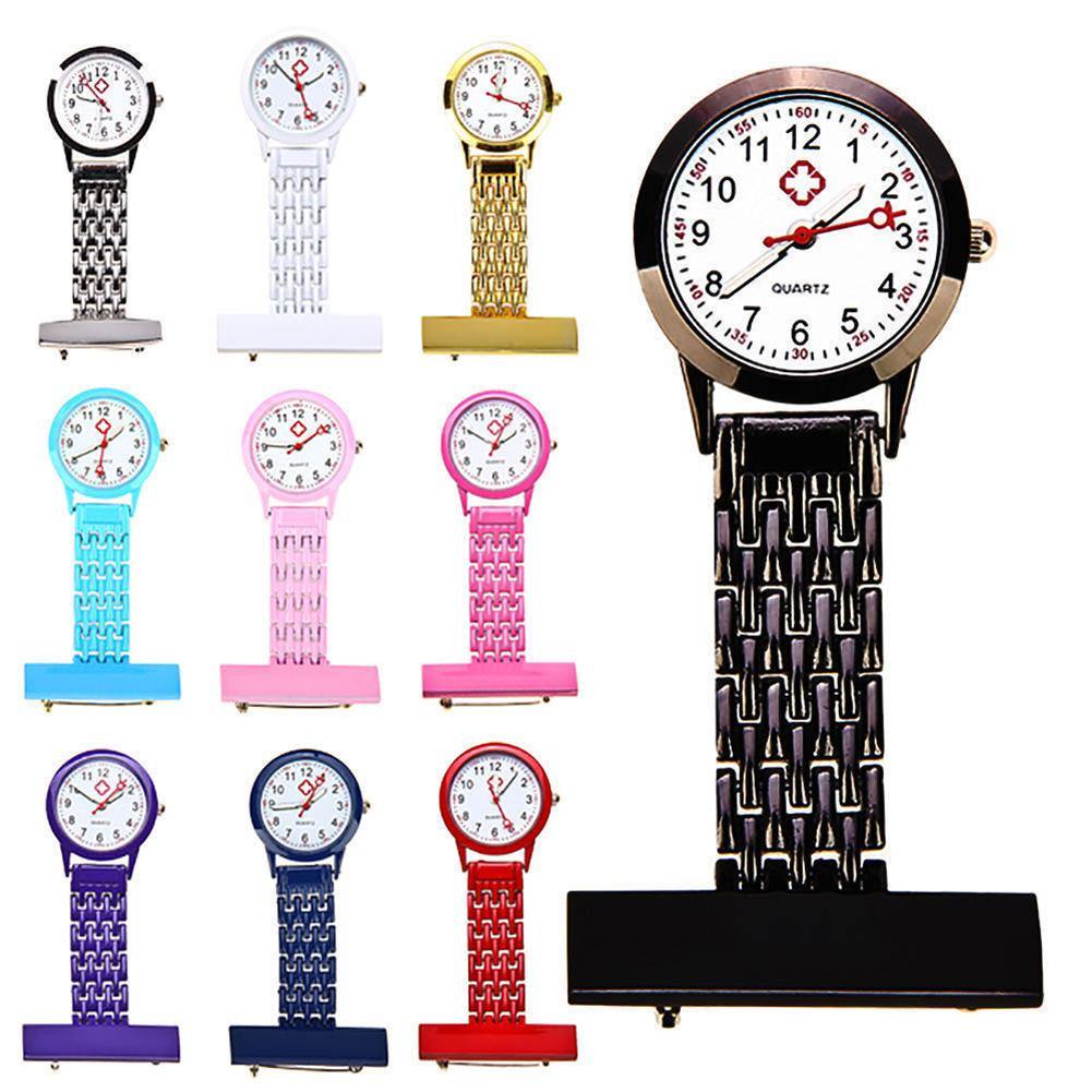 Stylish Metal Clip-on Pocket Quartz Analog Brooch Medical Nurse Fob Watch Gift - MRSLM