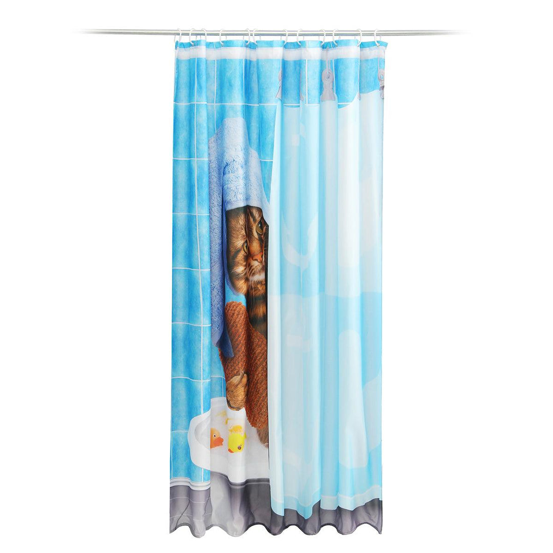 Cat Bathing Bathroom Shower Curtain Waterproof Fabric With 12 Hooks (180*180cm) - MRSLM