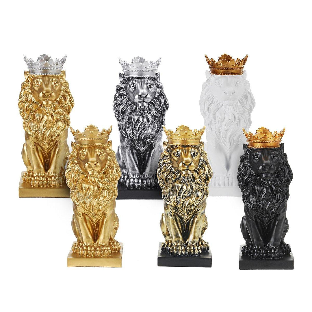 Nordic Style Crown Lion Statue Handicraft Decorations for Home Office Hotel Desk - MRSLM