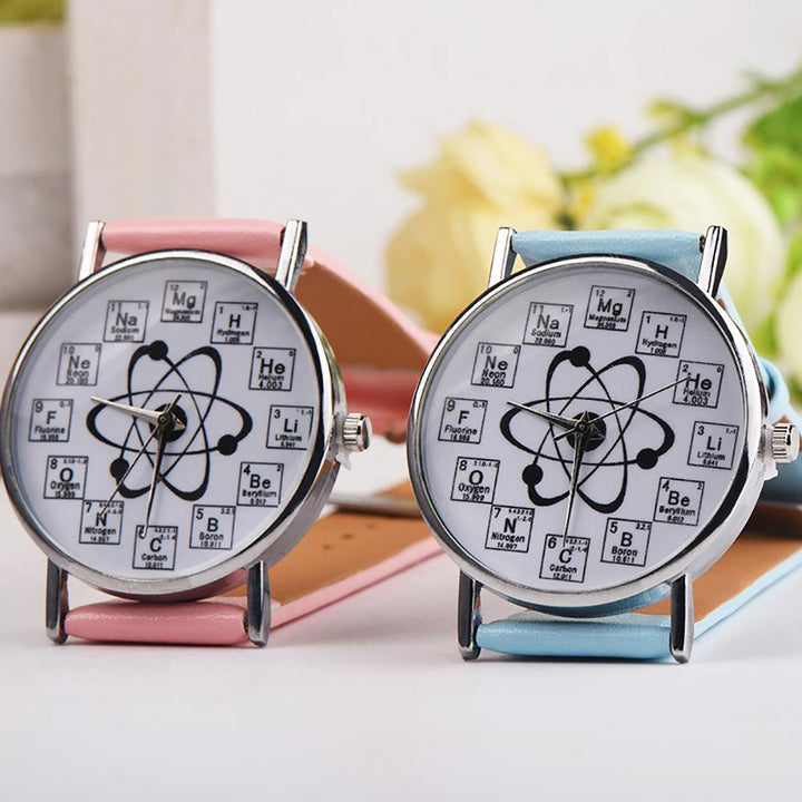 Fashion Student Chemical Element Markers Molecule Dial Quartz Analog Wrist Watch - MRSLM