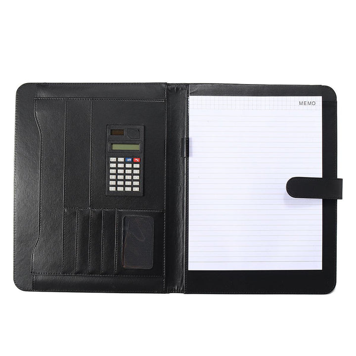 A4 Conference File Folder Soft Leather Portfolio Organiser with Calculator Travel Journal Daily Plan Business Supplies - MRSLM