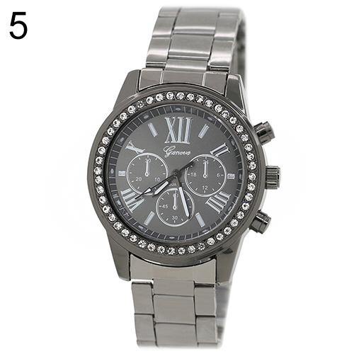 Women's Men's Geneva Roman Number Bling Crystal Analog Quartz Alloy Wrist Watch - MRSLM