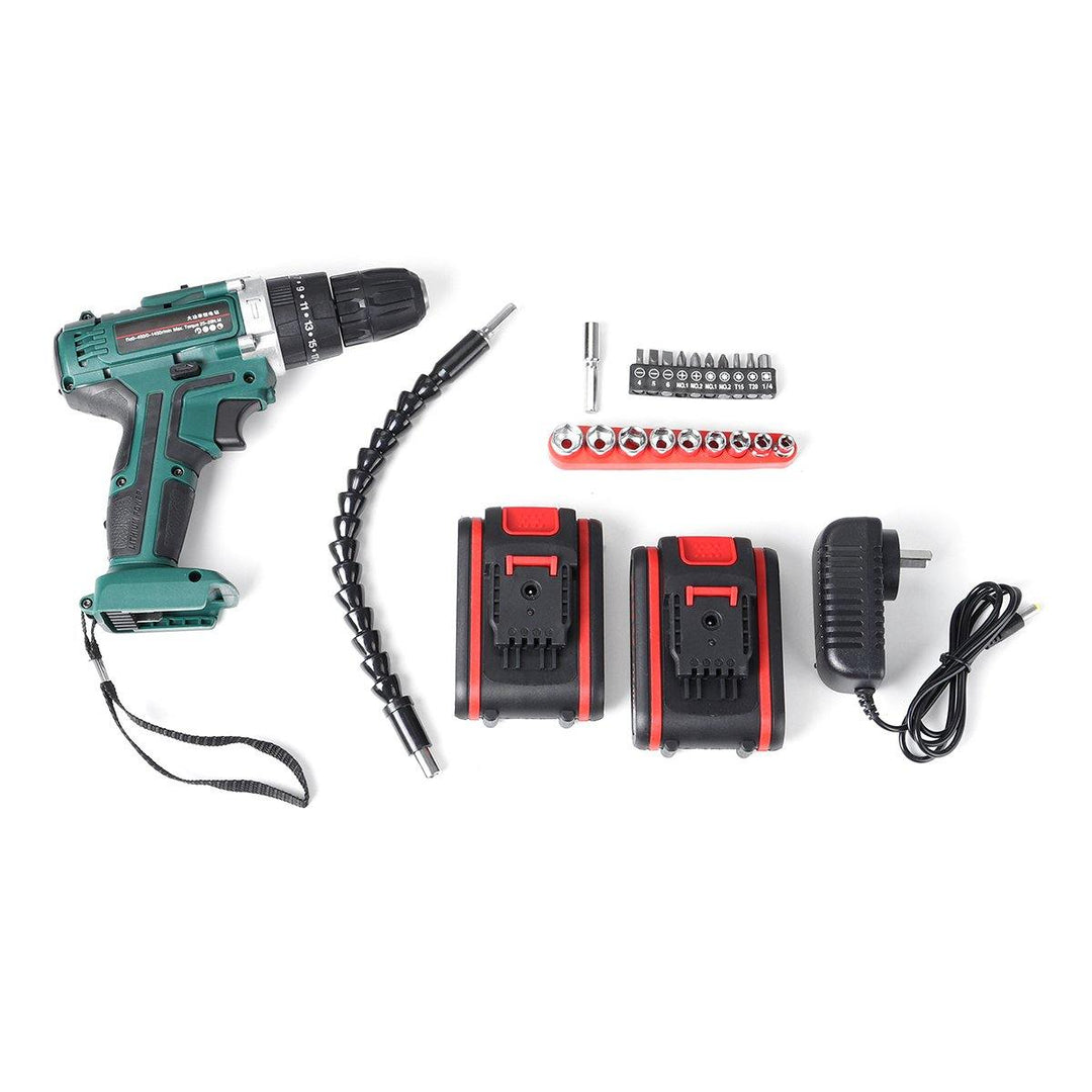 Cordless Impact Drill Driver High/Low 25+3 Gears Speed 2 Battery Set - MRSLM