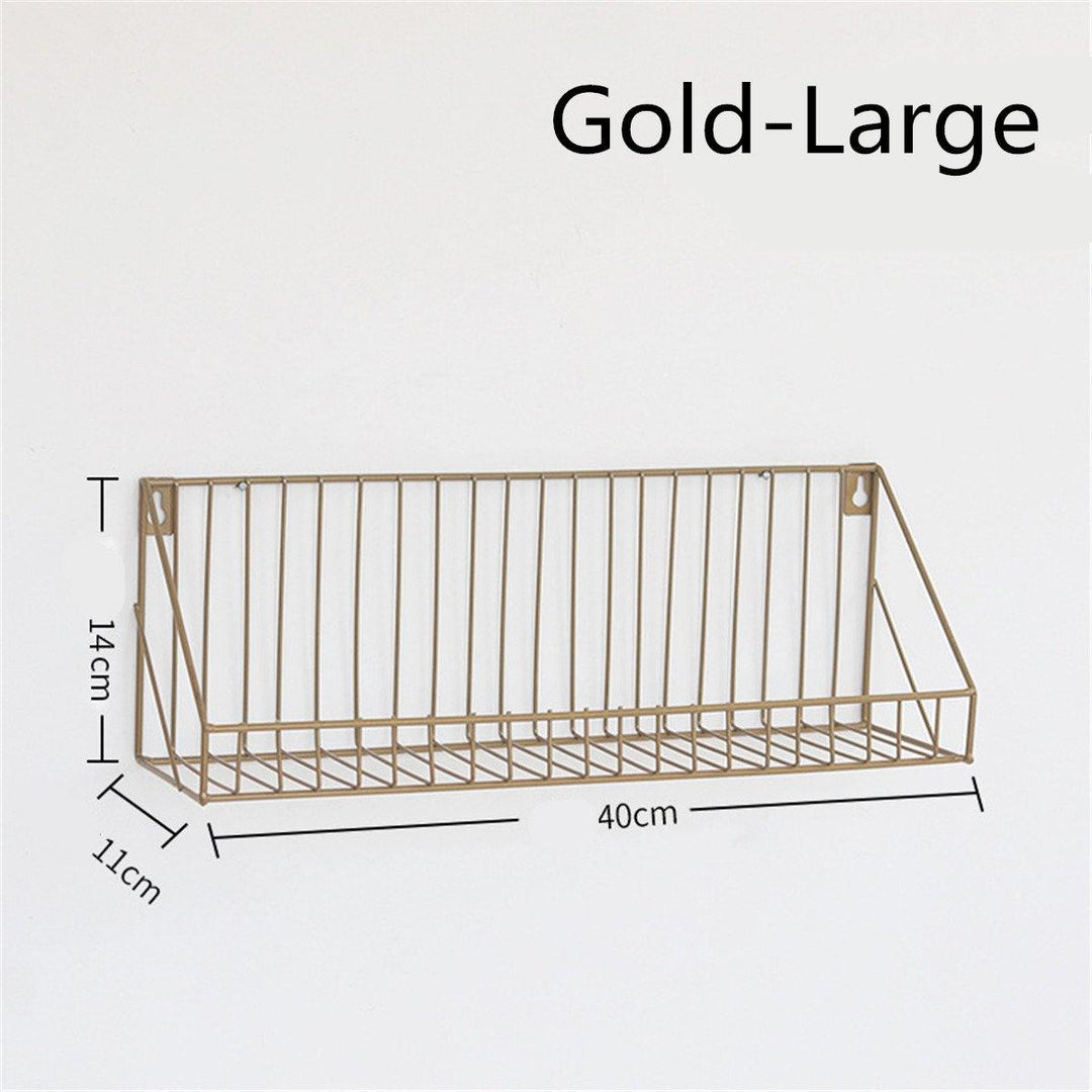 Iron Wall Shelf Mounted Storage Rack Organization Bedroom Kitchen Home Kid Room DIY Decoration Holder - MRSLM