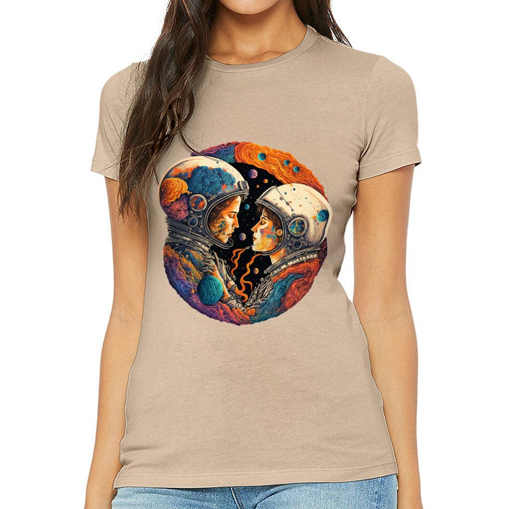 Love Astronaut Slim Fit T-Shirt - Fantasy Women's T-Shirt - Art Slim Fit Tee - MRSLM