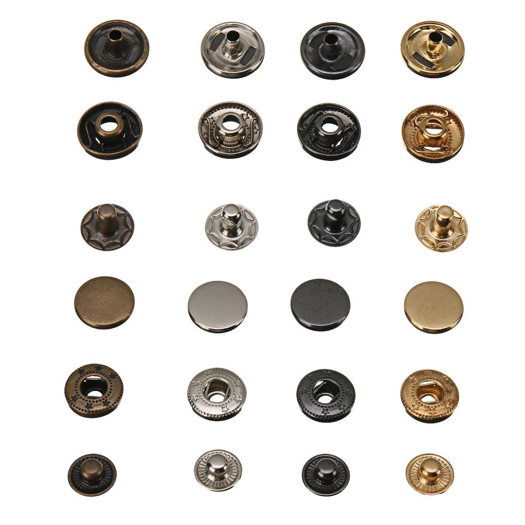 40/100 Set Rivets DIY Leather Craft Fasteners Buttons Copper Press Studs Silver Bronze Rivets With Tools - MRSLM