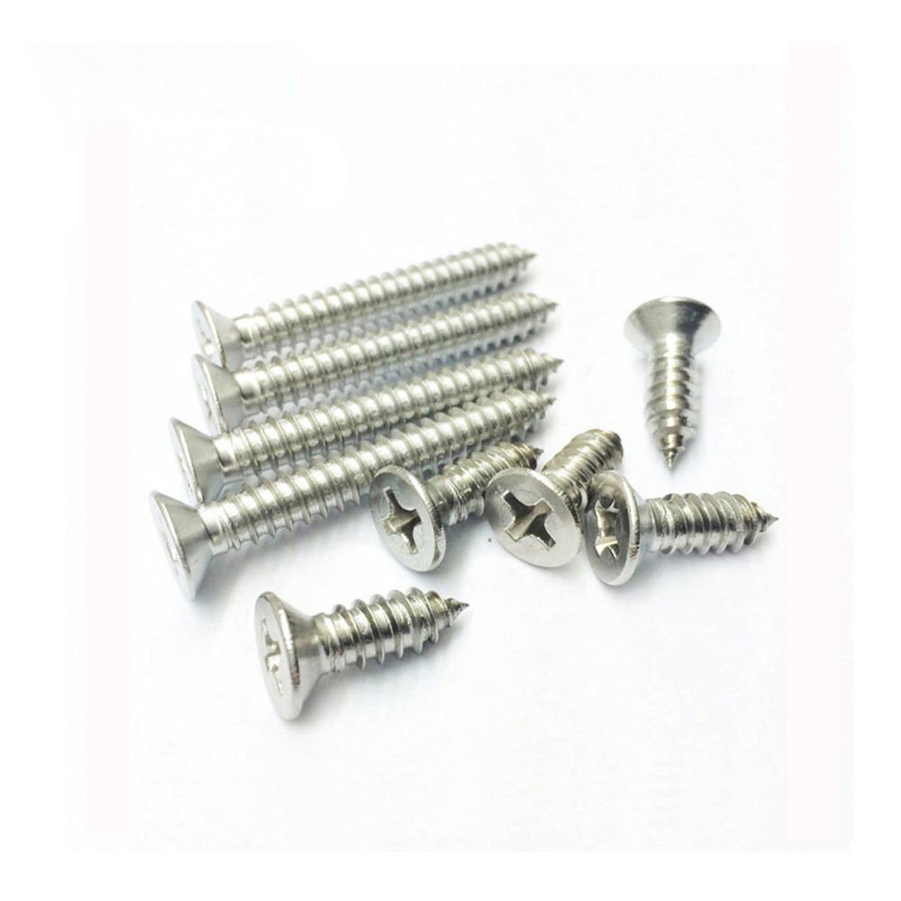 Suleve M2.6SP1 100Pcs M2.6 304 Stainless Steel Cross Flat Head Self Tapping Screw Wood Screws Speaker Screws Optional Length - MRSLM