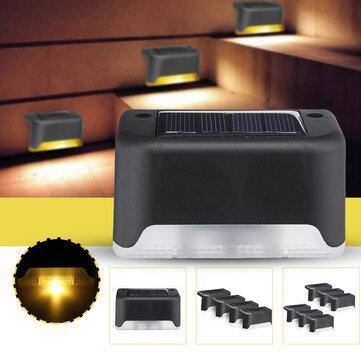 1PC/4PCS/6PCS Solar Powered LED Stairs Step Light Black Shell Outdoor Waterproof Path Garden Deck Fence Wall Lamp - MRSLM