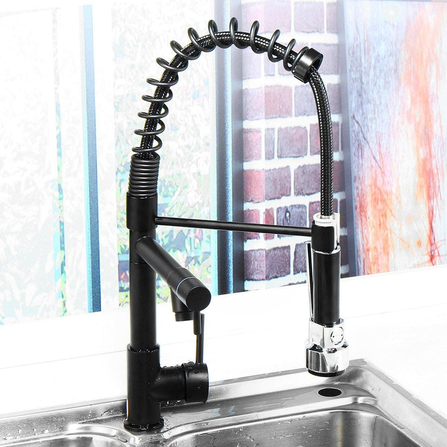 Oil Rubbed Bronze Kitchen Sink Faucet Single Handle Pull Down Sprayer Mixer Tap - MRSLM