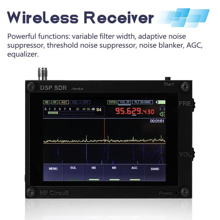 Ultra-thin 50KHz-200MHz Malahit SDR Receiver Malachite DSP Software Defined Radio 3.5" Display Battery Inside Nice Sound - Black 400MHz~2GHz - MRSLM