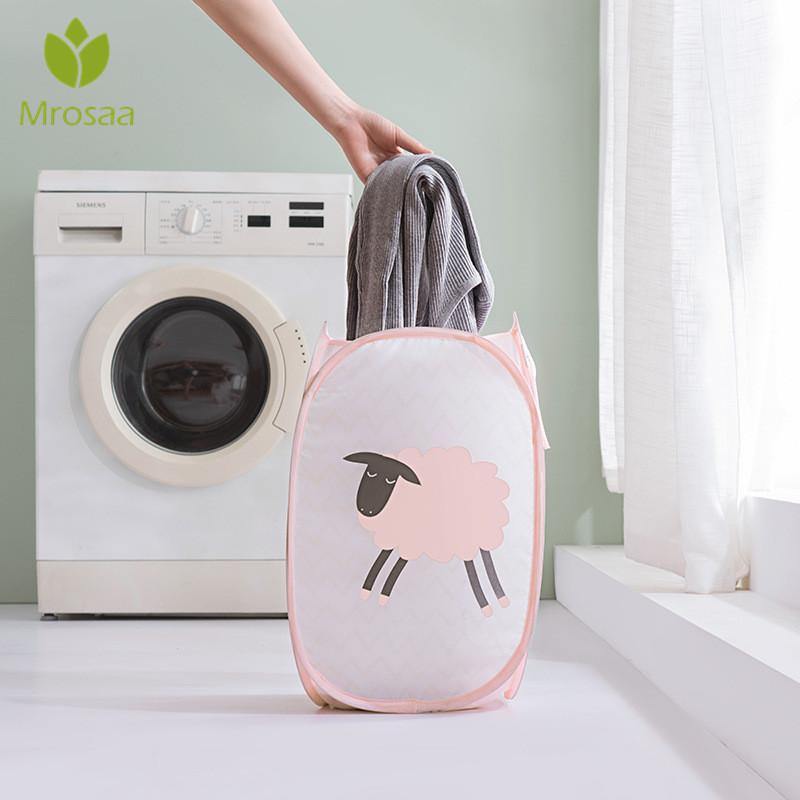 Folding Laundry Storage Baskets Cartoon Storage Barrel Standing Toy Clothing Storage Bucket Laundry Organizer Holder Pouch Household - MRSLM