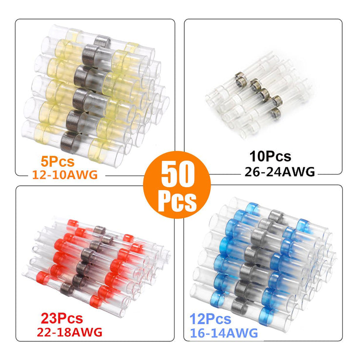 Electrical Heat Shrink Tube Butt Splice Connector Solder Seal Wire Terminal - MRSLM