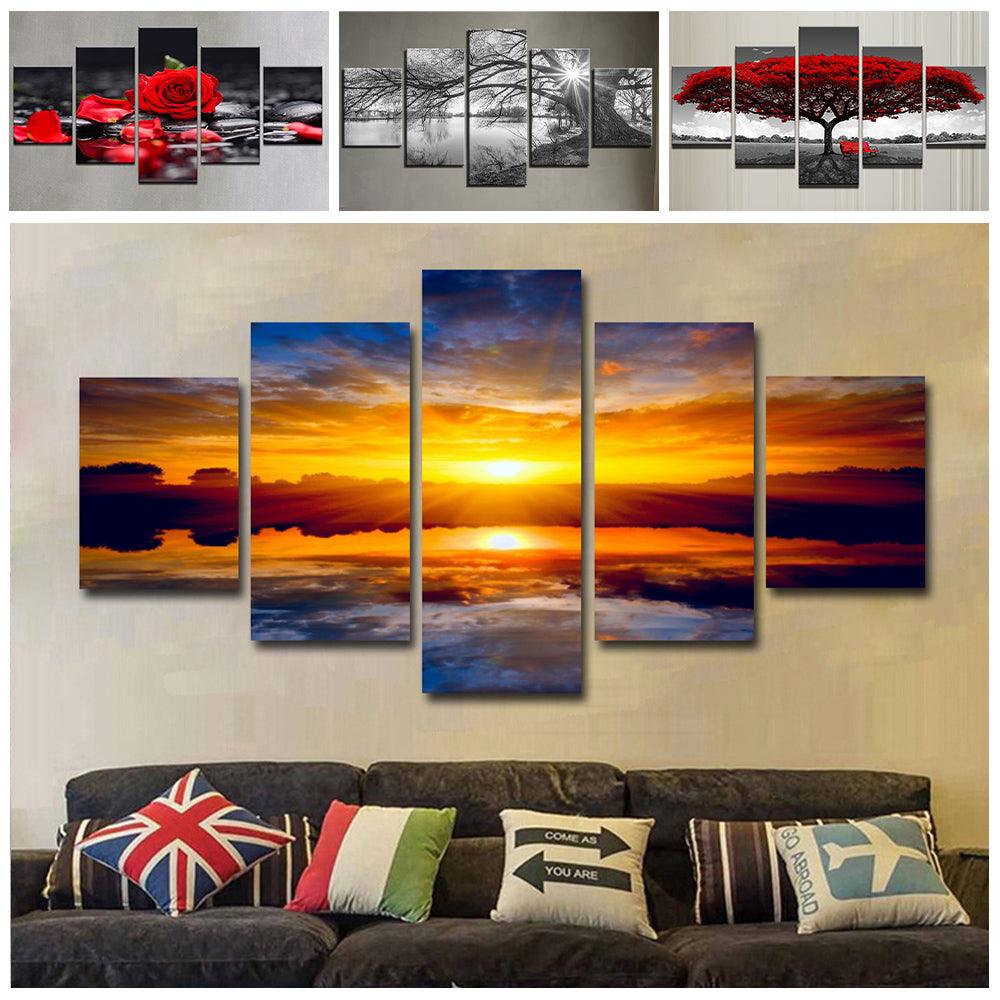 5 Panels Unframed Modern Canvas Art Oil Painting Picture Room Wall Art Pictures Home Wall Decoration Supplies - MRSLM