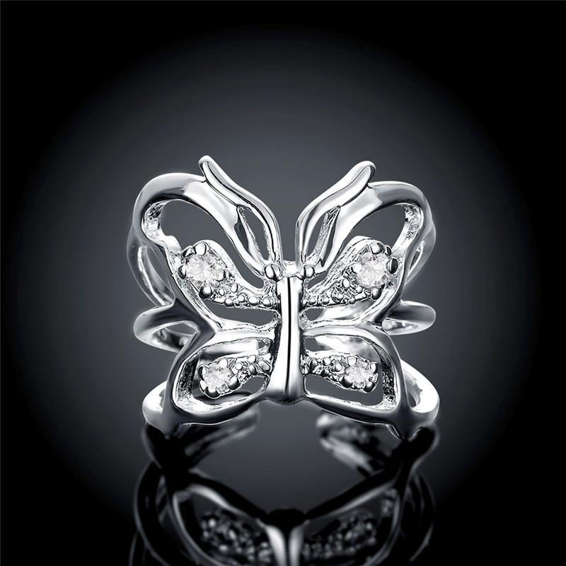 Silver Butterfly Zircon Ring (Silver) - MRSLM