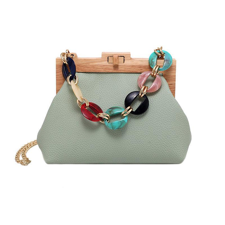 Colorful disc acrylic chain women's shoulder bag - MRSLM