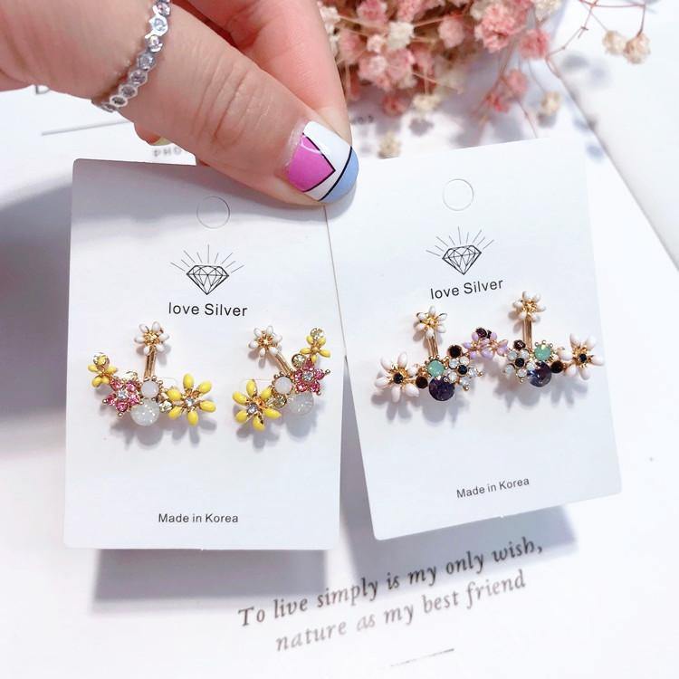 Glazed flower rhinestone earrings - MRSLM