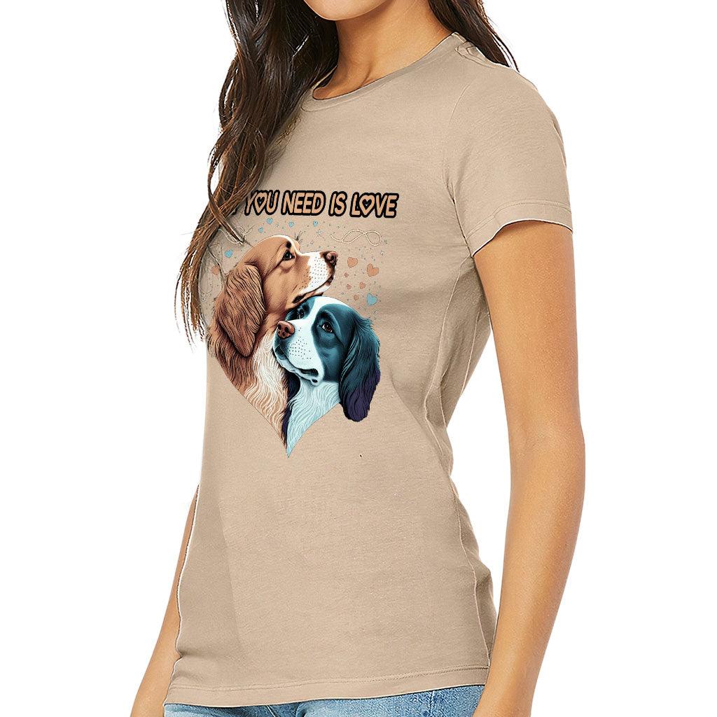 Dog Love Slim Fit T-Shirt - Cute Couple Women's T-Shirt - Art Slim Fit Tee - MRSLM