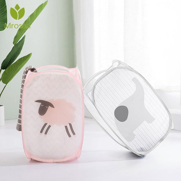 Folding Laundry Storage Baskets Cartoon Storage Barrel Standing Toy Clothing Storage Bucket Laundry Organizer Holder Pouch Household - MRSLM