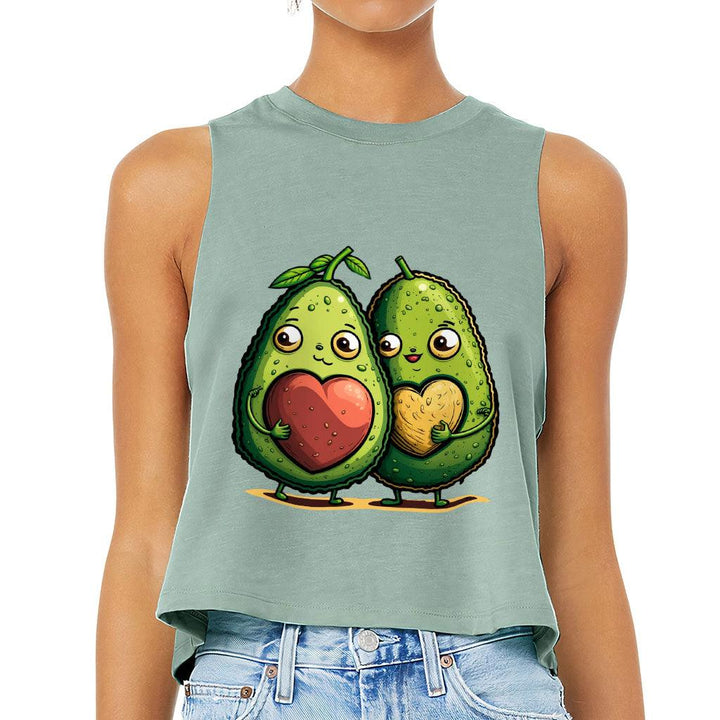 Avocado Racerback Cropped Tank - Love Couple Women's Tank - Graphic Tank Top - MRSLM