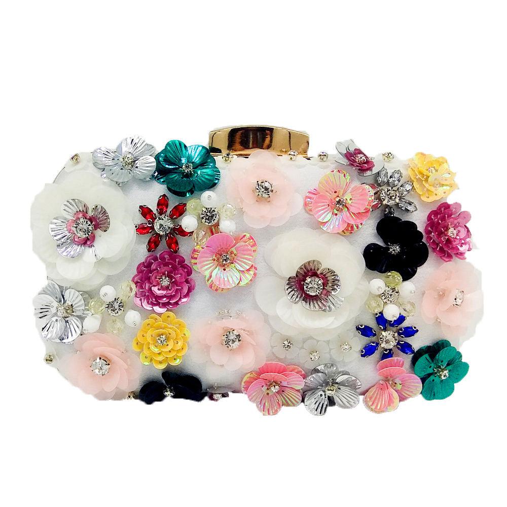 Flower Beaded Banquet Bag Party Clutch - MRSLM