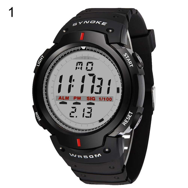 Fashion Men Outdoor Sport Luminous Week Date Alarm Digital Wrist Watch - MRSLM