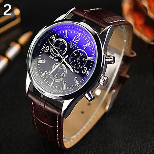 Unisex Military Business Stainless Steel Case Faux Leather Analog Quartz Watch - MRSLM