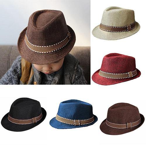 Unisex Kids' Fashion Cool Jazz Pitched Crown Short Brim Hat Cap Fedora Hat - MRSLM