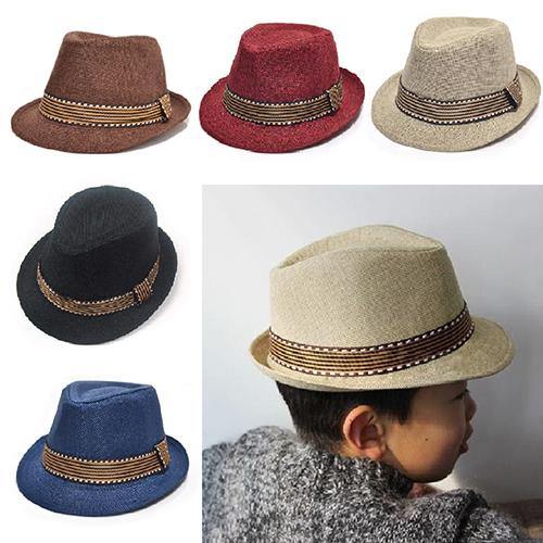 Unisex Kids' Fashion Cool Jazz Pitched Crown Short Brim Hat Cap Fedora Hat - MRSLM