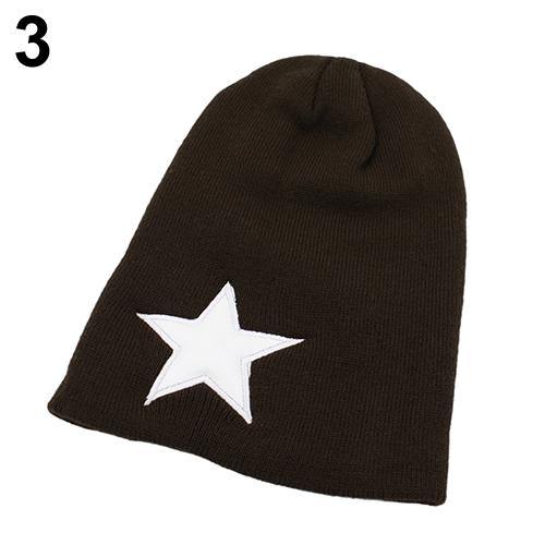 Women Men Pentacle Star Fashion Beanie Hip-Hop Knit Cap Winter Warm Crochet Hat - MRSLM