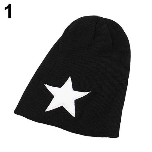 Women Men Pentacle Star Fashion Beanie Hip-Hop Knit Cap Winter Warm Crochet Hat - MRSLM