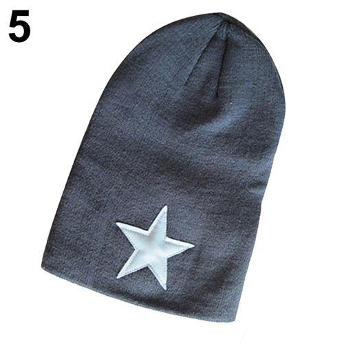 Women Men Pentacle Star Fashion Beanie Hip-Hop Knit Cap Winter Warm Crochet Hat - MRSLM