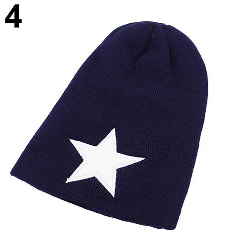 Women Men Pentacle Star Fashion Beanie Hip-Hop Knit Cap Winter Warm Crochet Hat - MRSLM