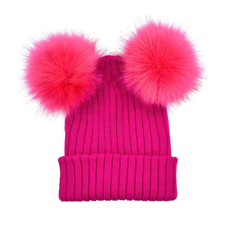 Fashion Knitted Faux Fur Ball Pom Pom Cute Women Lady Beanie Hat Warm Cap Gift - MRSLM