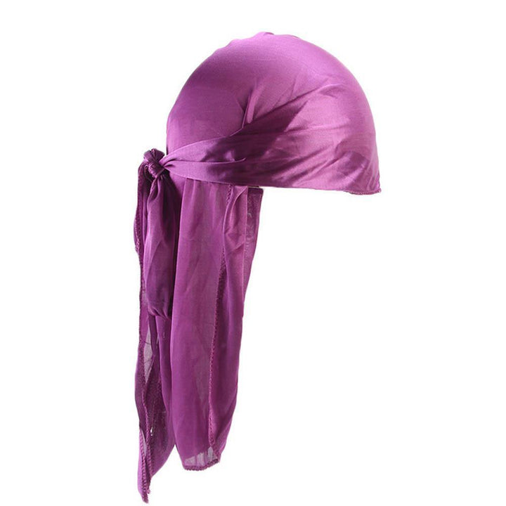 Solid Color Silky Bandanna Turban Hat Breathable Unisex Biker Headwear Headband - MRSLM