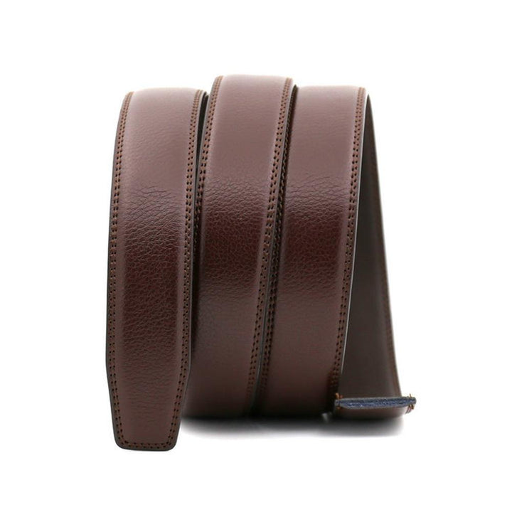 Business Men's Soft Faux Leather Belt No Buckle Wide Band Replacement Waistbelt - MRSLM