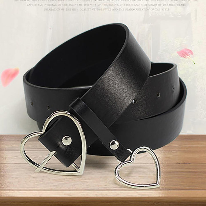 Women Party Dress Faux Leather Heart Metal Pin Buckle Waist Belt Strap Waistband - MRSLM