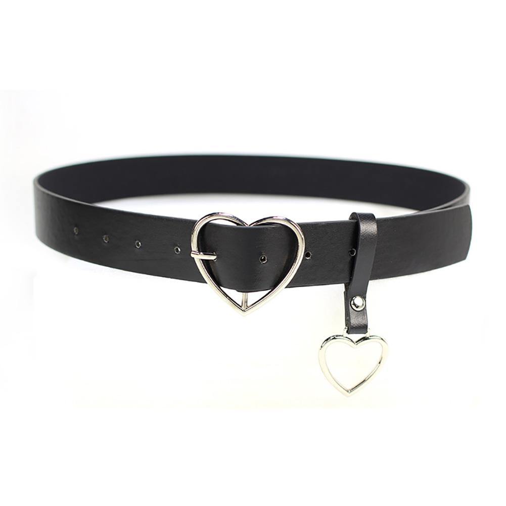 Women Party Dress Faux Leather Heart Metal Pin Buckle Waist Belt Strap Waistband - MRSLM