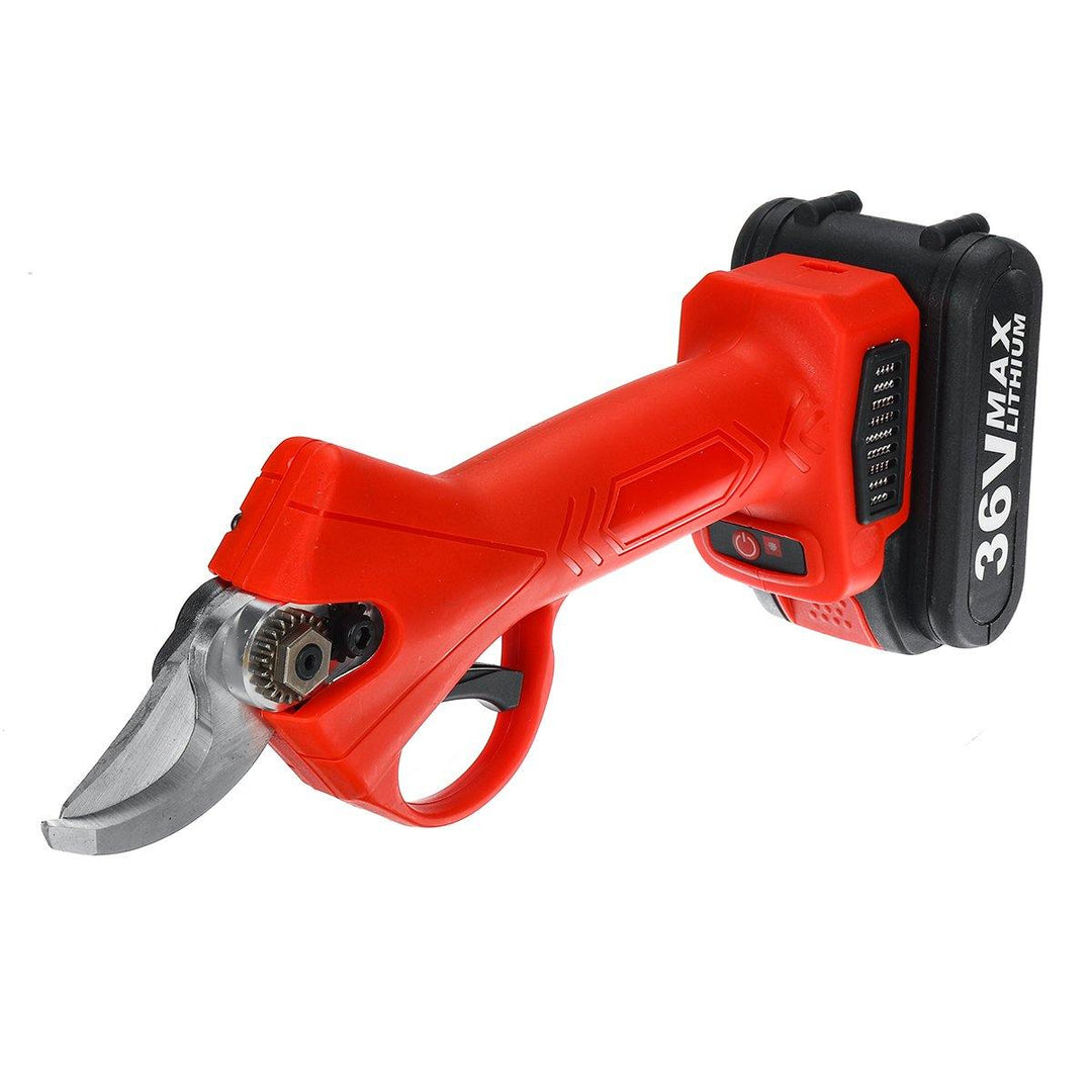 36V 25mm 1.3AH Cordless Electric Branch Scissor 2 Li-ion Batteries Pruning Shear Pruner Electric Pruning Shear (Red) - MRSLM