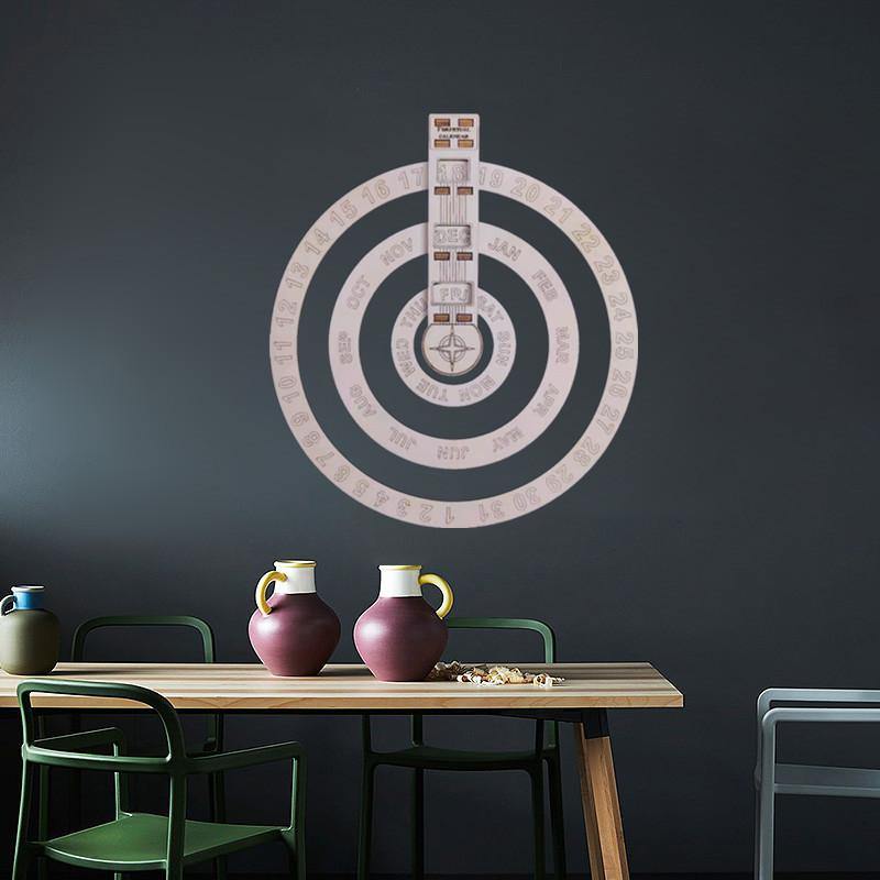 2021 Wooden Wall Calendar Modern Simple Circular Rotating Design (White) - MRSLM