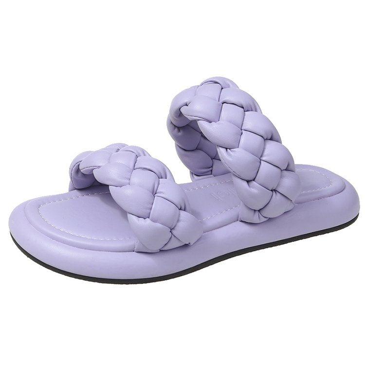 Net Celebrity All-Match Flat Sponge Cake Sandals - MRSLM