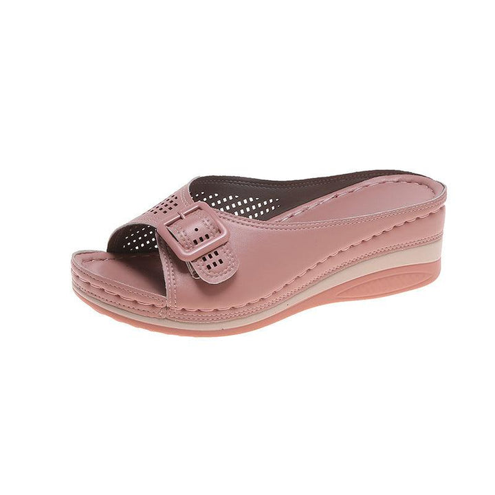 Women Wear Casual Fashion Sandals And Slippers With Thick-soled Slope Heel - MRSLM