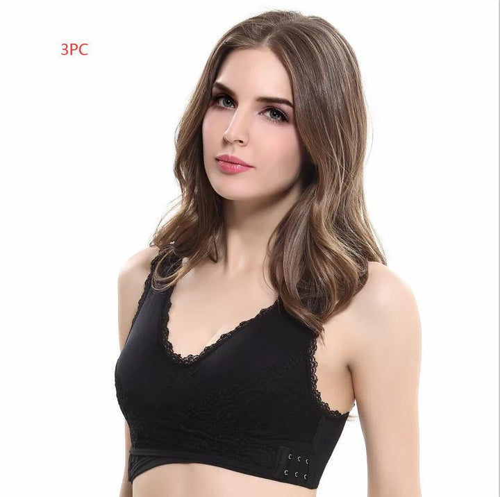 Front Cross Side Buckle Lace Side Non-Wire Sports Fitness Bra - MRSLM