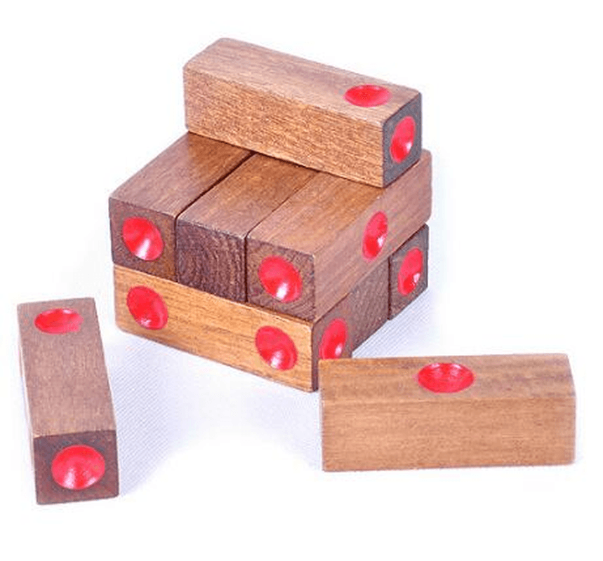 Adult Classical Wooden Educational Toy Kongming Lock Luban Lock Stacks and Stacks Dice Cube - MRSLM