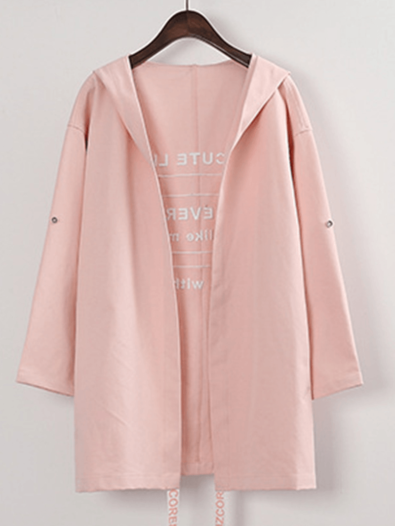 Back Letters Printed Hooded Thin Windbreaker Cardigans - MRSLM